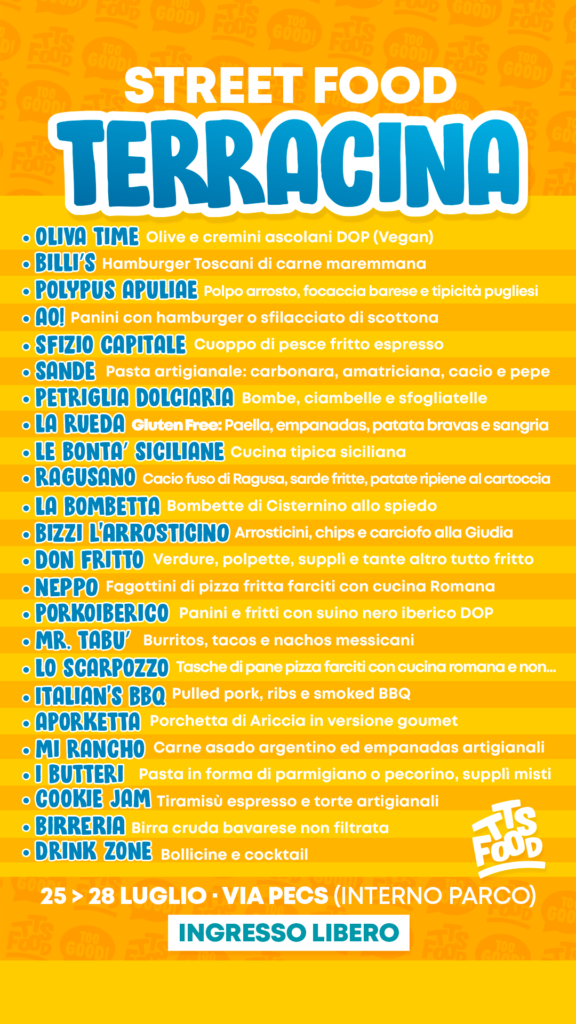 Menu Terracina Street Food 25-28 Luglio