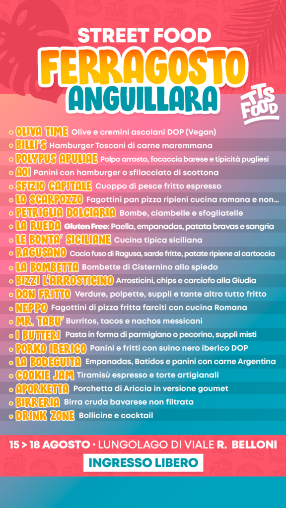 Menu Anguillara Street Food 15-18 Agosto