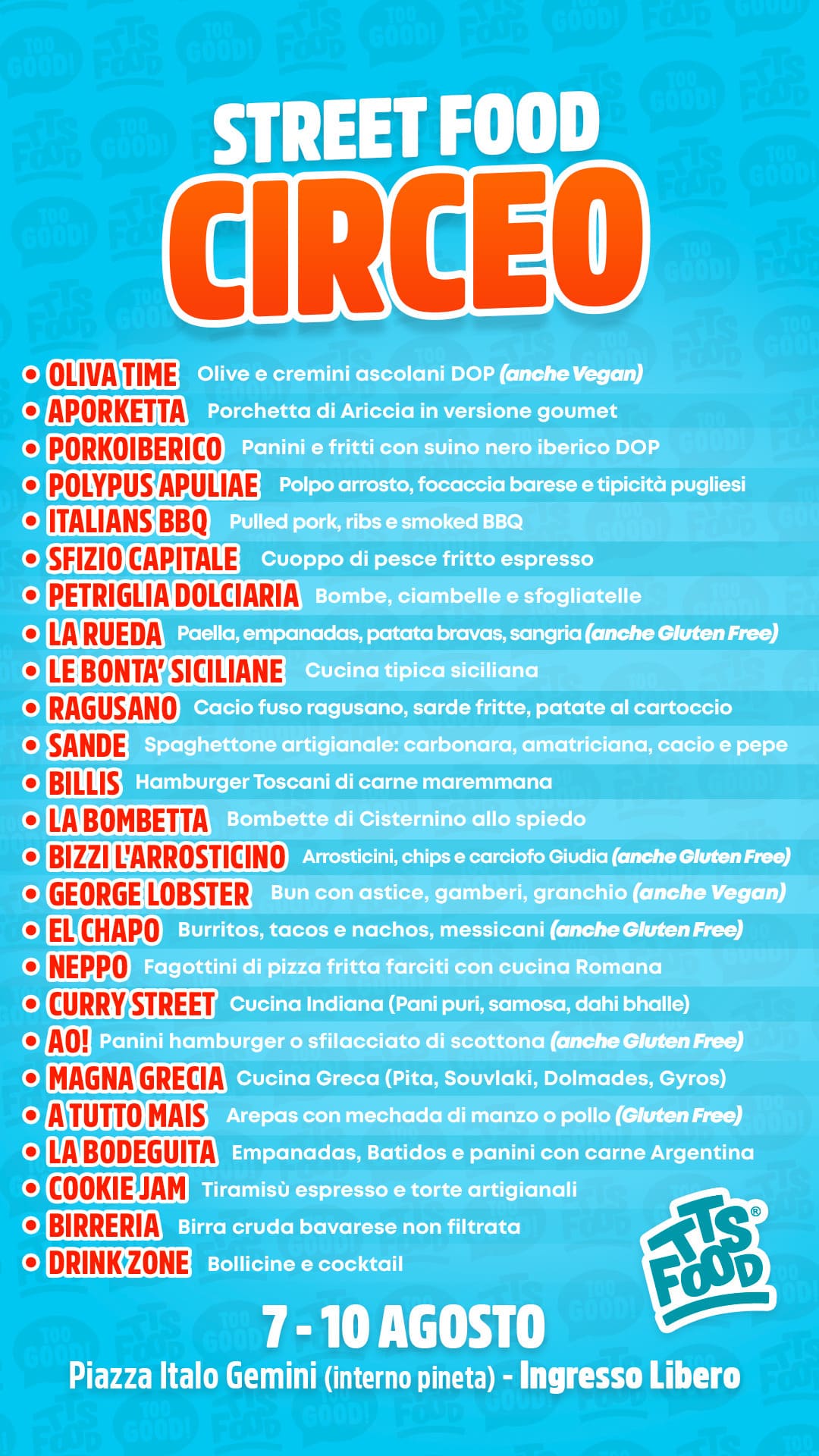 Menu Circeo Street Food 07-10 Agosto