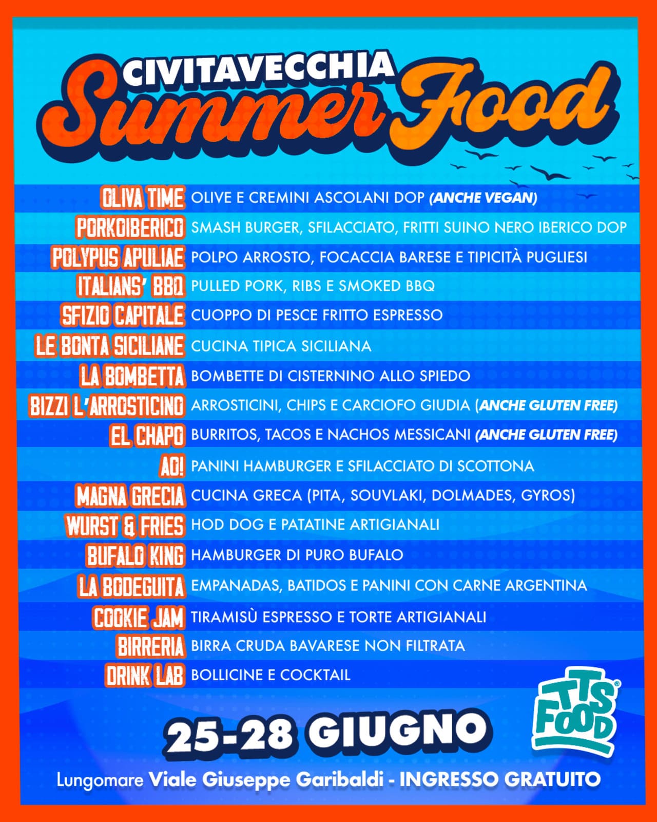 Locandina Menu Civitavecchia Summer Food 25-28 Giugno